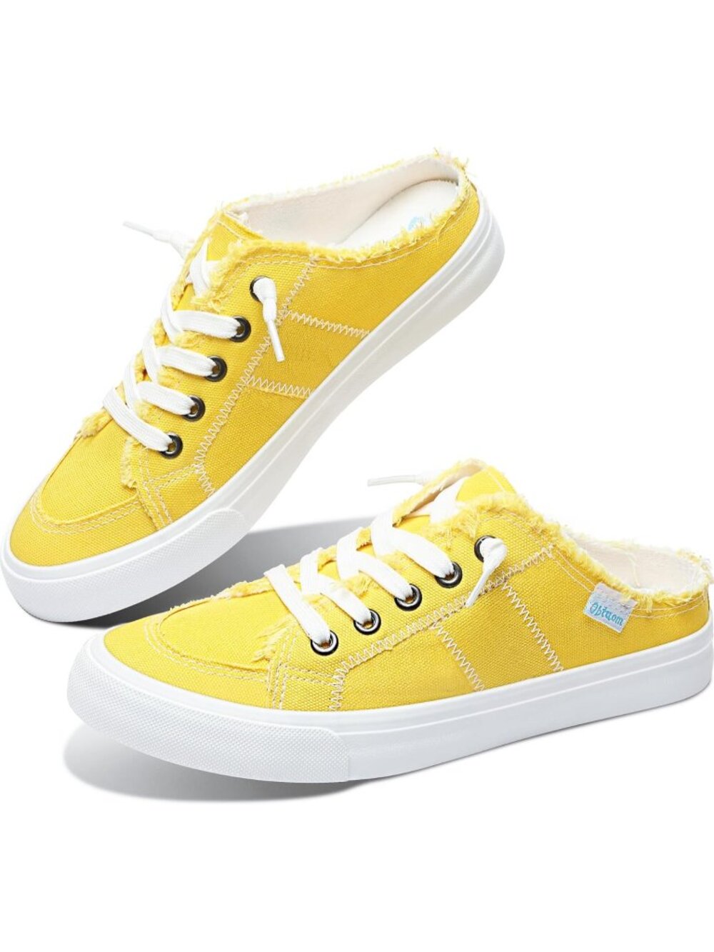 🆕Women's Yellow Canvas Mules Memory Foam Clipper Sneakers Comfortable Casual